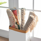 Western Bedroom Rug Multicolored Geometric Print Rug Polyester Handwoven Pet-Friendly Area Rug with Fringes
