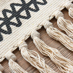 Western Bedroom Rug Multicolored Geometric Print Rug Polyester Handwoven Pet-Friendly Area Rug with Fringes