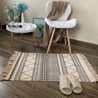 Casual Multicolored Western Rug Cotton Blend Geometric Light Rug Machine Washable Woven Rug with Fringes for Living Room