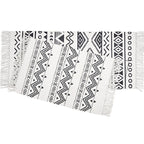 Casual Multicolored Western Rug Cotton Blend Geometric Light Rug Machine Washable Woven Rug with Fringes for Living Room