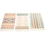 Classic living room carpet Colorful geometric printed carpet washable woven rug with tassels
