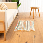 Classic living room carpet Colorful geometric printed carpet washable woven rug with tassels