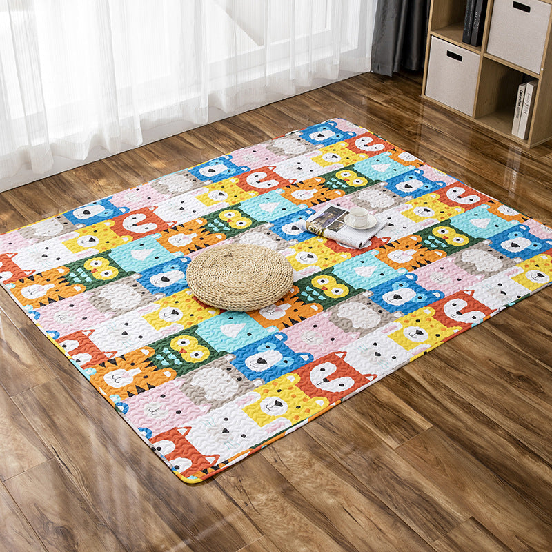 Comfort Kids Room Rug Multicolored Cartoon Rug Cotton Blend Pet-Friendly Easy Care Rug