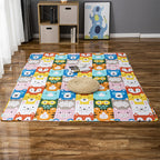 Comfort Kids Room Rug Multicolored Cartoon Rug Cotton Blend Pet-Friendly Easy Care Rug