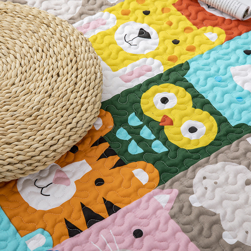 Comfort Kids Room Rug Multicolored Cartoon Rug Cotton Blend Pet-Friendly Easy Care Rug