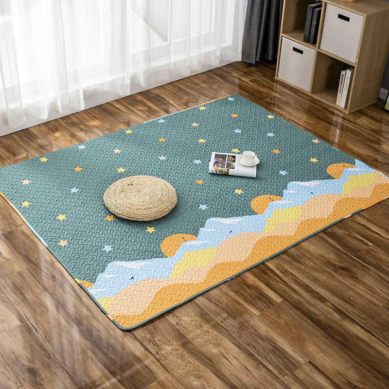 Comfort Kids Room Rug Multicolored Cartoon Rug Cotton Blend Pet-Friendly Easy Care Rug