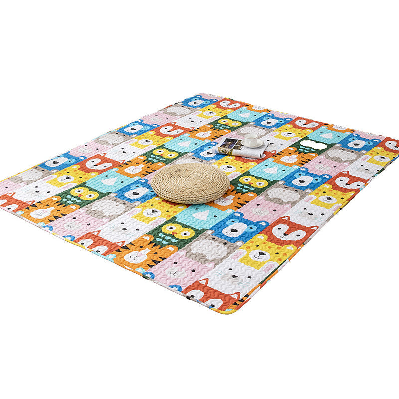 Comfort Kids Room Rug Multicolored Cartoon Rug Cotton Blend Pet-Friendly Easy Care Rug