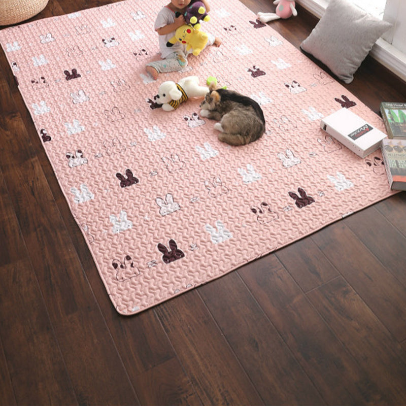 Beautiful Cartoon Print Rug Multicolored Cotton Area Rug Pet Friendly Machine Washable Rug for Children's Room