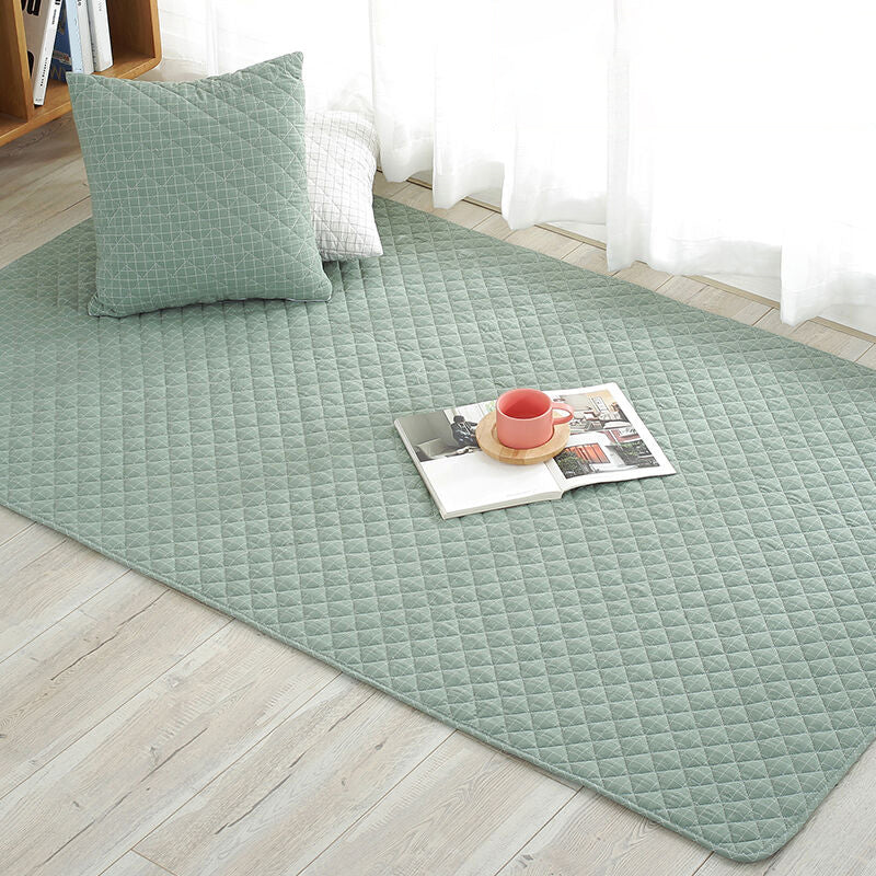 Multicolored simple cotton rug with striped design, non-slip backing, machine washable, rug for the bedroom