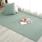 Multicolored simple cotton rug with striped design, non-slip backing, machine washable, rug for the bedroom