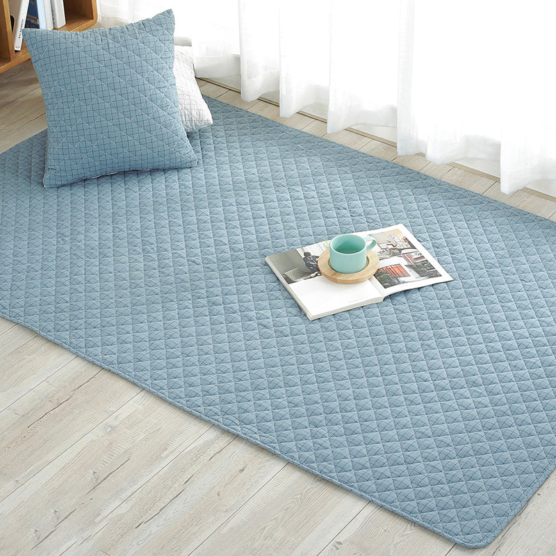 Multicolored simple cotton rug with striped design, non-slip backing, machine washable, rug for the bedroom