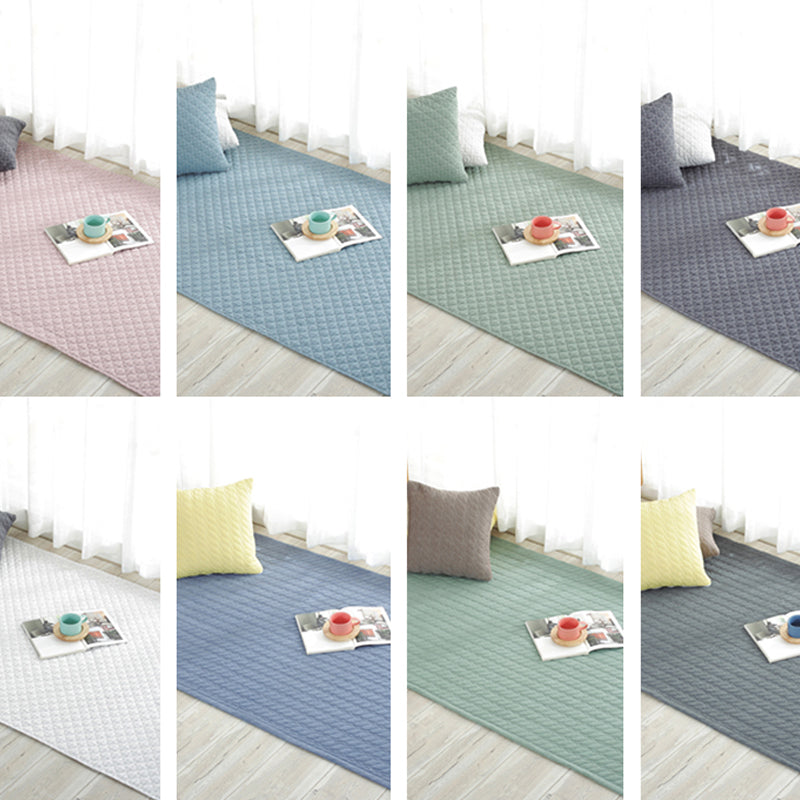 Multicolored simple cotton rug with striped design, non-slip backing, machine washable, rug for the bedroom