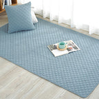 Multicolored simple cotton rug with striped design, non-slip backing, machine washable, rug for the bedroom