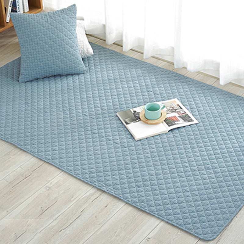 Multicolored simple cotton rug with striped design, non-slip backing, machine washable, rug for the bedroom