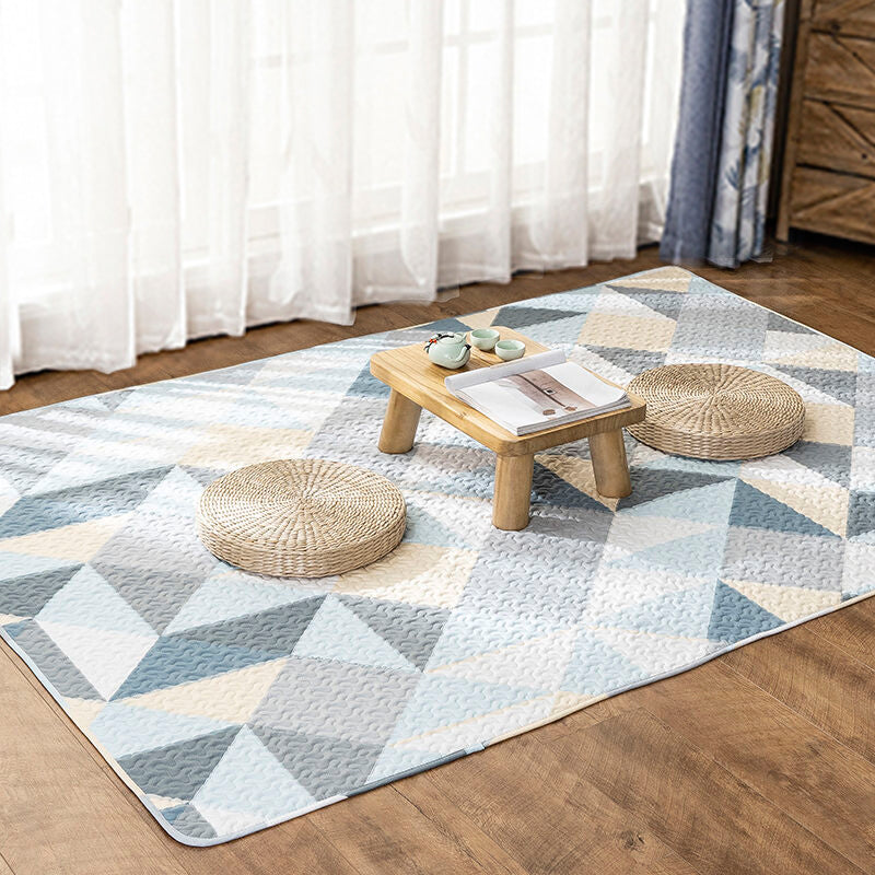 Multi-Color Relaxation rug Cotton Geometric pattern rug Non-slip backing Machine washable rug for bedroom