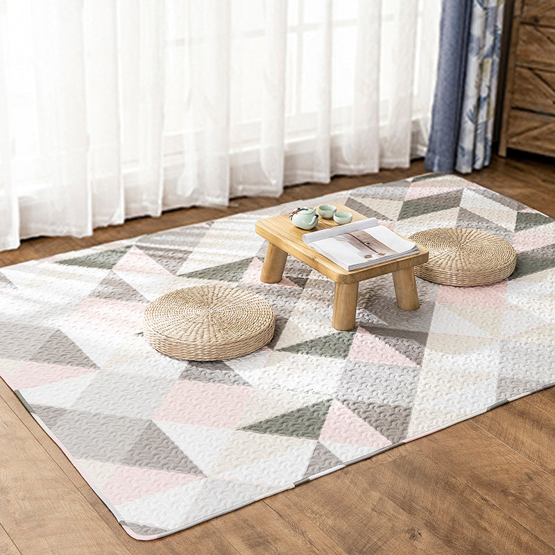 Multi-Color Relaxation rug Cotton Geometric pattern rug Non-slip backing Machine washable rug for bedroom