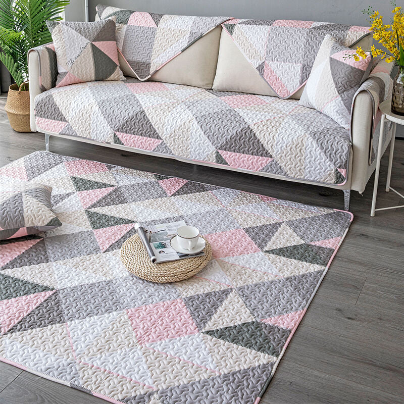 Comfort Living Room Carpet Multicolored Geometric Printed Area Rug Non-Slip Backing Washable Rug