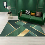 Luxury Living Room Rug Multicolor Geometric Pattern Rug Polyester Non-Slip Machine Washable Rug