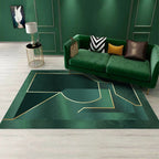 Luxury Living Room Rug Multicolor Geometric Pattern Rug Polyester Non-Slip Machine Washable Rug
