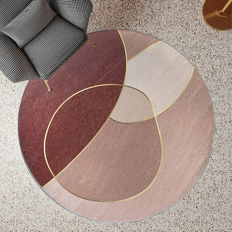 Unique Living Room Rug Multicolored Color Block Area Rug Synthetic Non-Slip Washable Rug