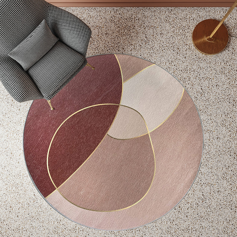 Unique Living Room Rug Multicolored Color Block Area Rug Synthetic Non-Slip Washable Rug