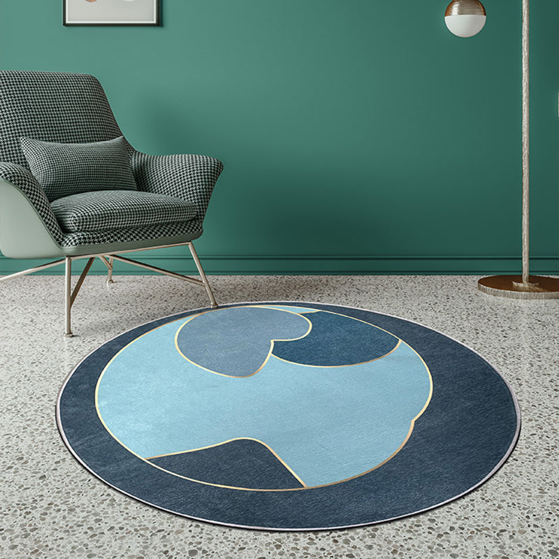 Unique Living Room Rug Multicolored Color Block Area Rug Synthetic Non-Slip Washable Rug