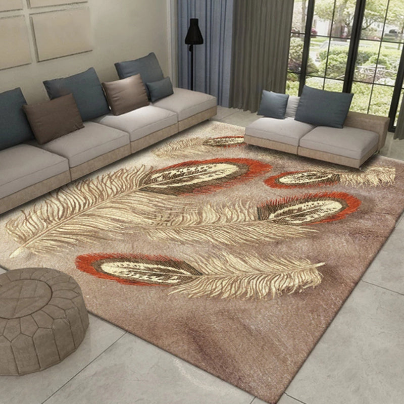 Western Plant Print Rug Multi-Color Polyester Area Rug Pet Friendly Stain Resistant Indoor Rug for Hall