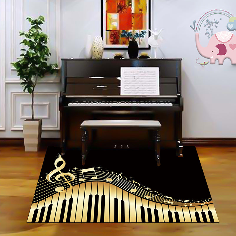 Multicolor bedroom rug funky music printed area rug polyester non-slip backing pet-friendly rug