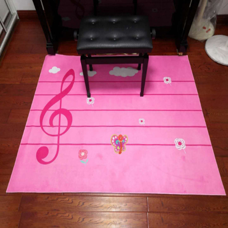 Multicolor bedroom rug funky music printed area rug polyester non-slip backing pet-friendly rug