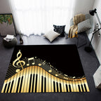 Multicolor bedroom rug funky music printed area rug polyester non-slip backing pet-friendly rug