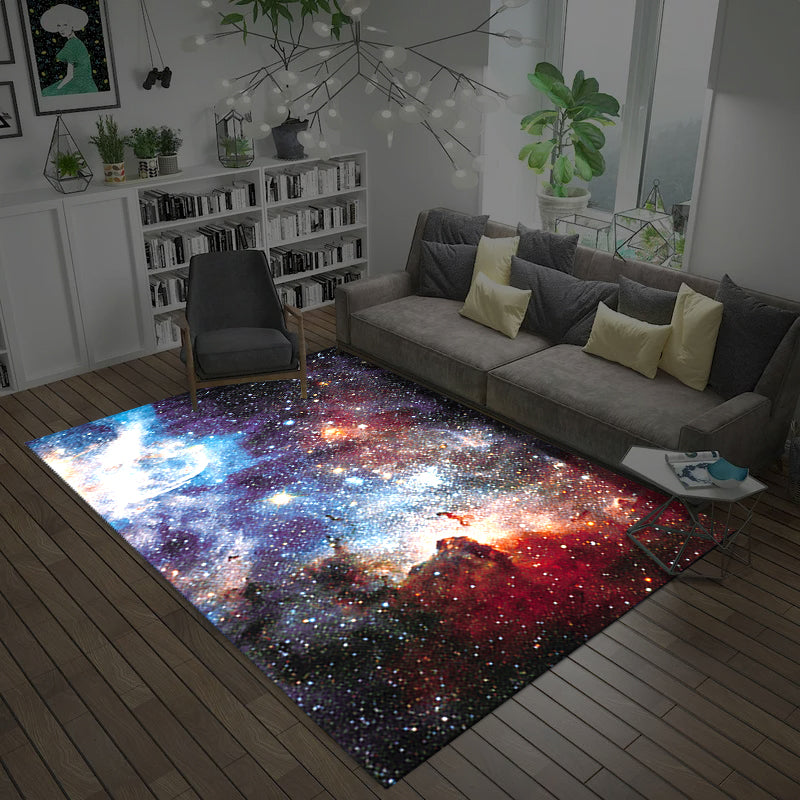 Multicolored novelty rug polyester room pattern area rug with non-slip backing machine washable rug for the bedroom