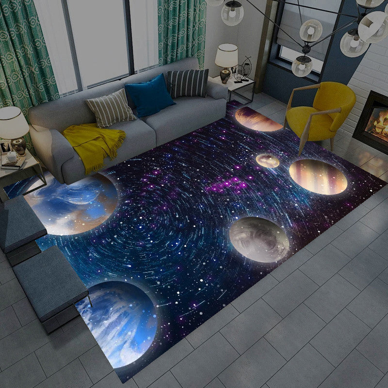 Casual Living Room Wallpaper Multicolor Area Print Rug Polypropylene Non-Slip Back Indoor Rug
