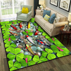 Relaxing Living Room Multicolored Animal Pattern Carpet Synthetic Pet Friendly Washable Carpet