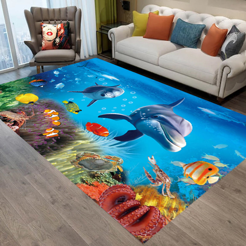 Sweet Animal Print Rug Multicolored Polypropylene Rug Polyester Non-Slip Back Washable Rug
