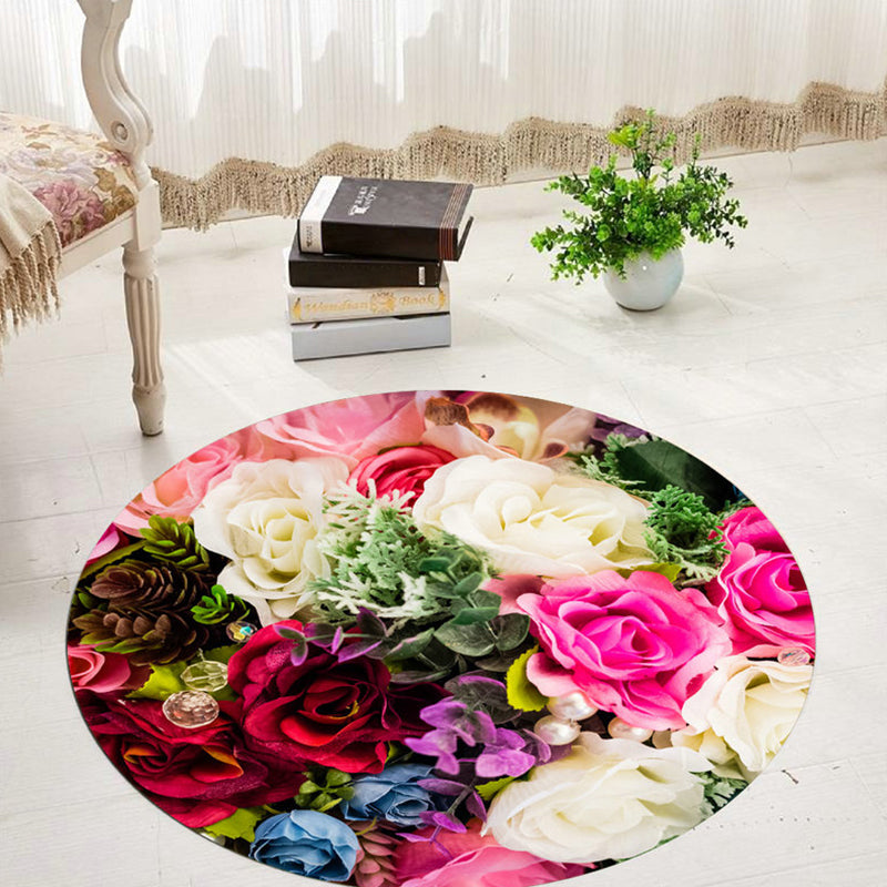 Comfort 3D Plant Pattern Rug Multicolored Polypropylene Area Rug Easy Care Machine Washable Rug for Room