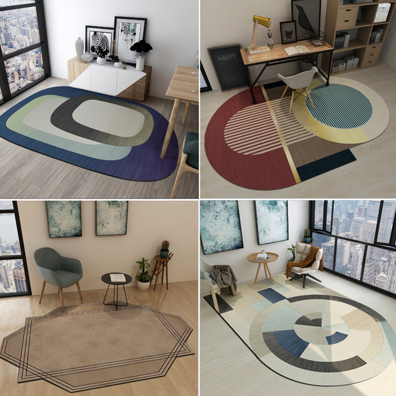 Western Bedroom Rug Multicolored Geometric Print Rug Synthetic Non-Slip Backing Pet-Friendly Indoor Rug