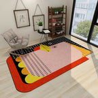 Western Bedroom Rug Multicolored Geometric Print Rug Synthetic Non-Slip Backing Pet-Friendly Indoor Rug