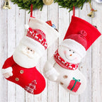 Large Red White Knitted Christmas Stocking