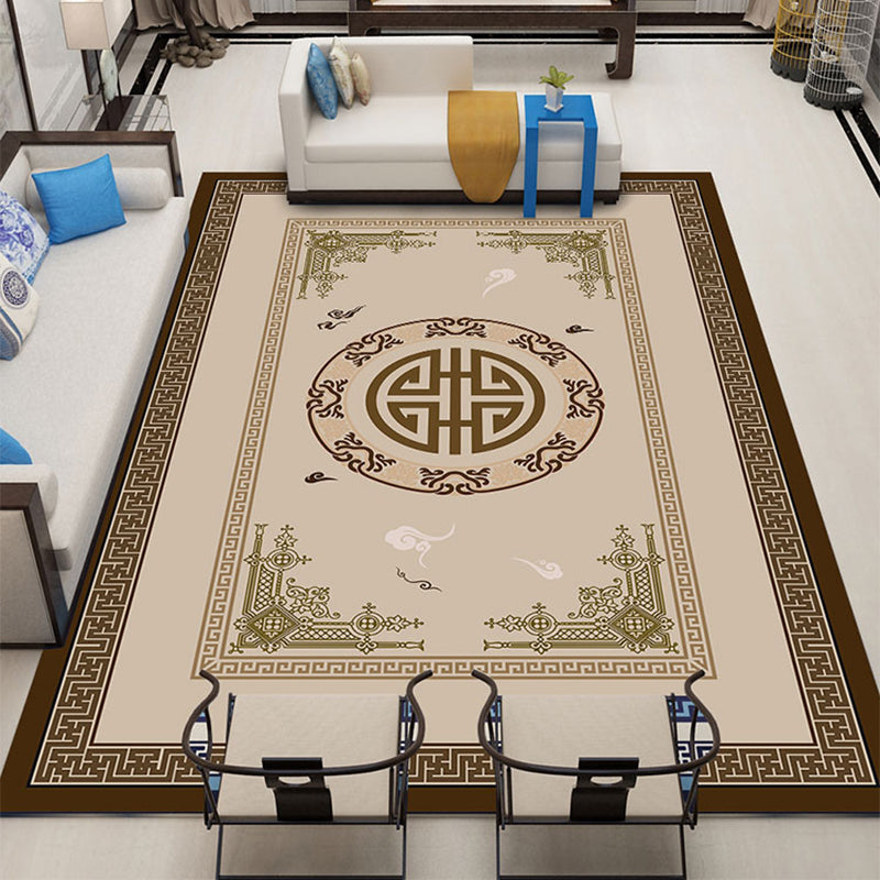 Classic Zen Print Rug Multicolor Chinese Rug Polypropylene Non-Slip Backing Pet-Friendly Stain-Resistant Rug for Home