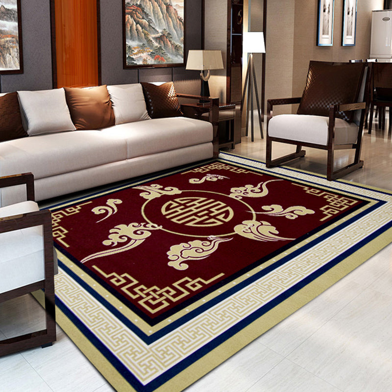 Classic Zen Print Rug Multicolor Chinese Rug Polypropylene Non-Slip Backing Pet-Friendly Stain-Resistant Rug for Home