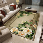 Multicolored living room rug Chinoiserie flower rug polypropylene machine washable stain resistant non-slip back rug