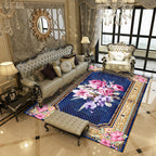 Multicolored living room rug Chinoiserie flower rug polypropylene machine washable stain resistant non-slip back rug