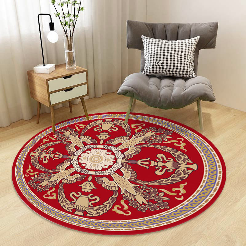 Chinoiserie Floral Rug Multicolor Polypropylene Rug Pet Friendly Non-Slip Back Stain Resistant Rug for the Drawing Room