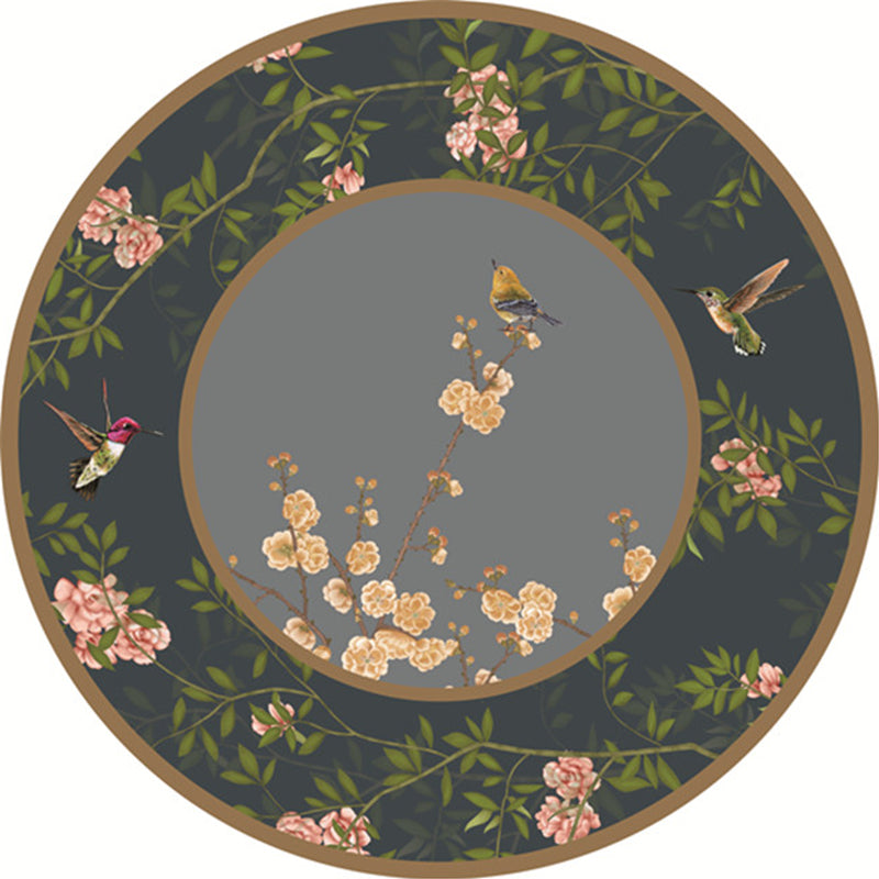 Classic Flower and Bird Carpet Multicolor Chinese Carpet Synthetic Non-Slip Back Stain-Resistant Carpet for Deco