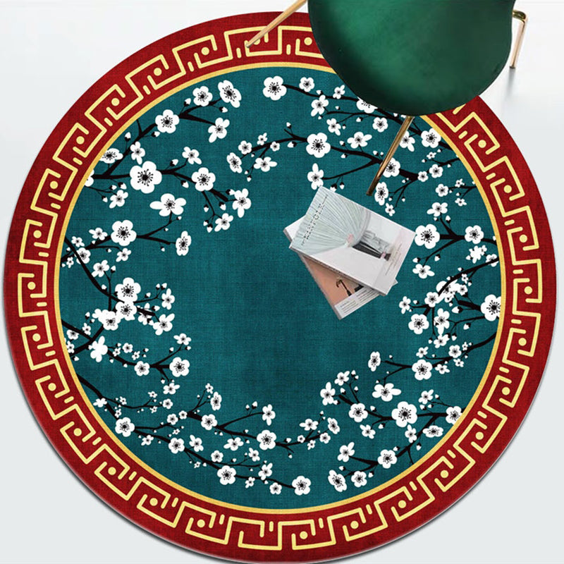 Enchanting Multicolor Floral Print Carpet Polyester Asian Carpet Non-slip Pet-friendly Stain-resistant Carpet for Home