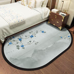 Multi-Color Chinoiserie Area Rug Synthetic Flower and Bird Print Rug Non-Slip Back Pet-Friendly Rug for Bedroom
