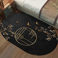 Multi-Color Chinoiserie Area Rug Synthetic Flower and Bird Print Rug Non-Slip Back Pet-Friendly Rug for Bedroom