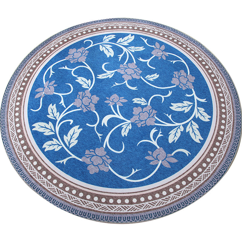 Chinese Landscape Print Rug Multicolor Polypropylene Rug Anti-Skid Back Stain Resistant Pet Friendly Rug for the Living Room