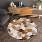 Multicolor Wood Look Geometric Carpet Cowhide Modern Carpet Stain Resistant Non-Slip Back Carpet for Home