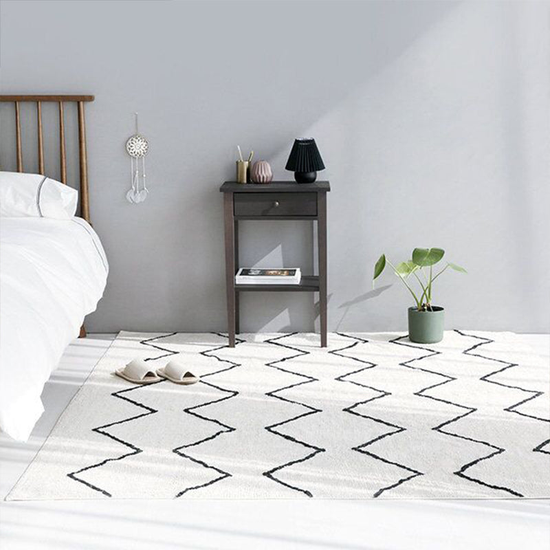 Minimalistic diamond lines art rug multi-colored Southwestern rug synthetic washable non-slip pet-friendly rug for living room